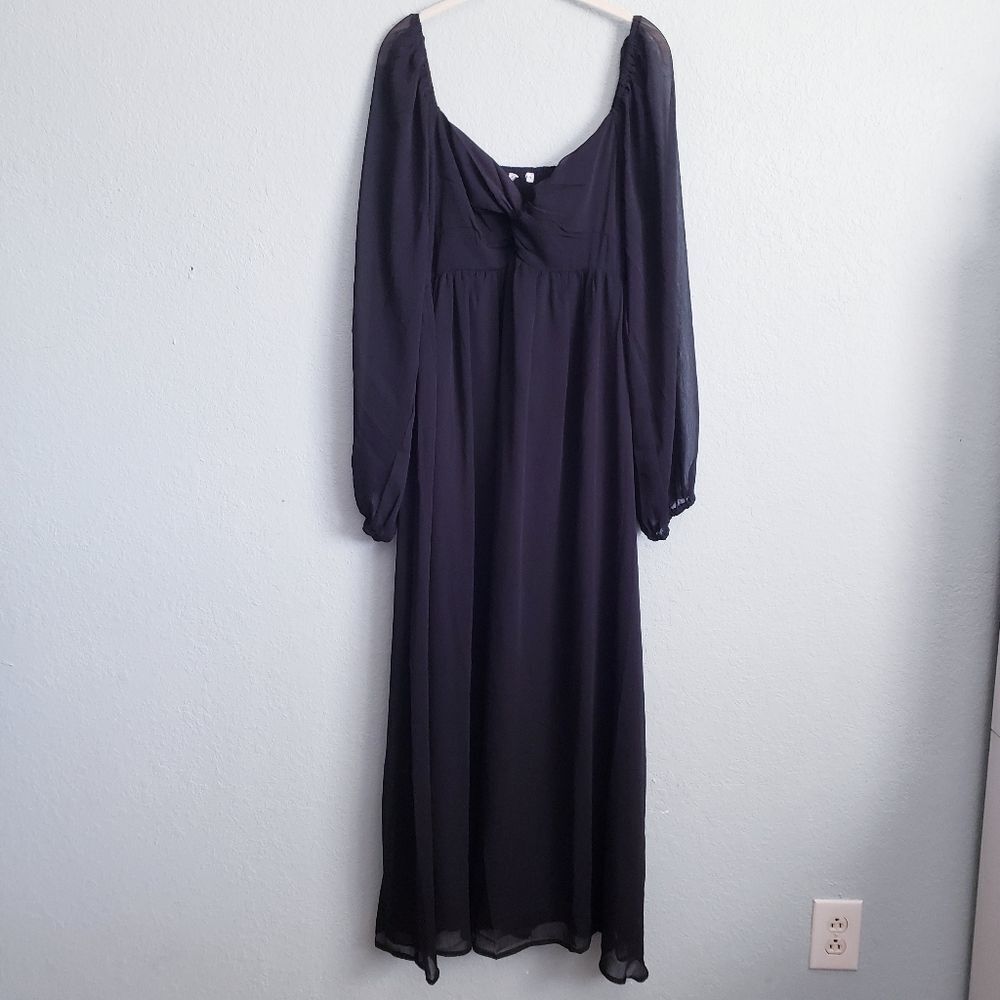Baltic Born Dione Long Sleeve Black Midi Dress - Picture 2 of 6